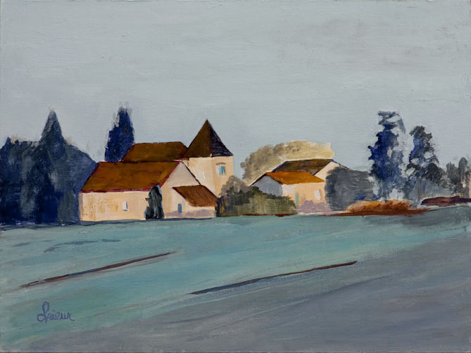 colette_leroy_prieur_peinture_" Hameau Lartigue, Pechpeyroux, Lot " Huile sur Bois - Format: 40X30 - 2017 -