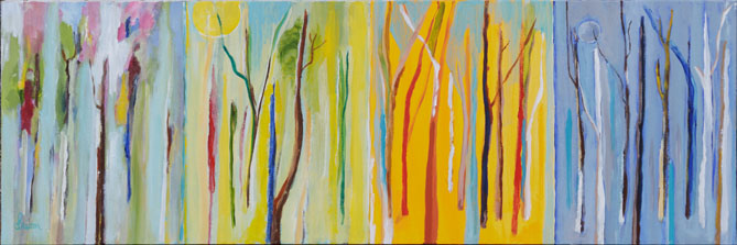 Colette Prieur " Les quatre saisons, Lot " Acrylique sur Toile.