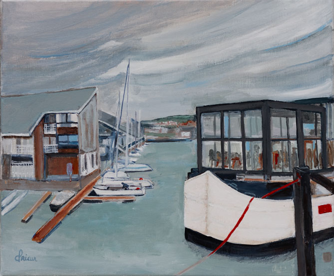 colette prieur leroy peintures " Port Deauville, Calvados " Acrylique sur Toile - Format: 46X38 - 2020