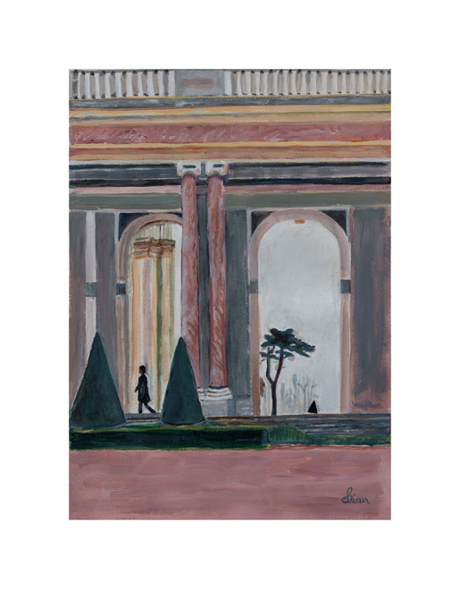 Colette-Leroy-Prieur, peinture," Versailles, Le Grand Trianon côté jardins " Acrylique sur Papier - Format: 65X50 - 2020 -