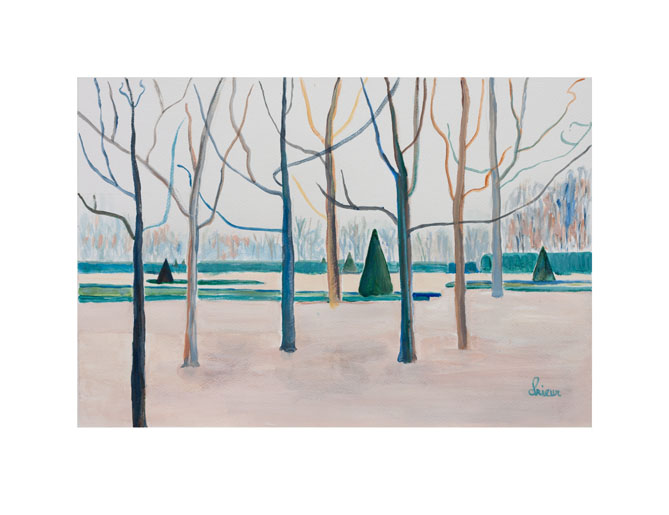 Colette-Leroy-Prieur, peinture, " Versailles, Jardin du Grand Trianon " Acrylique sur Papier - Format: 50X34 - 2020"